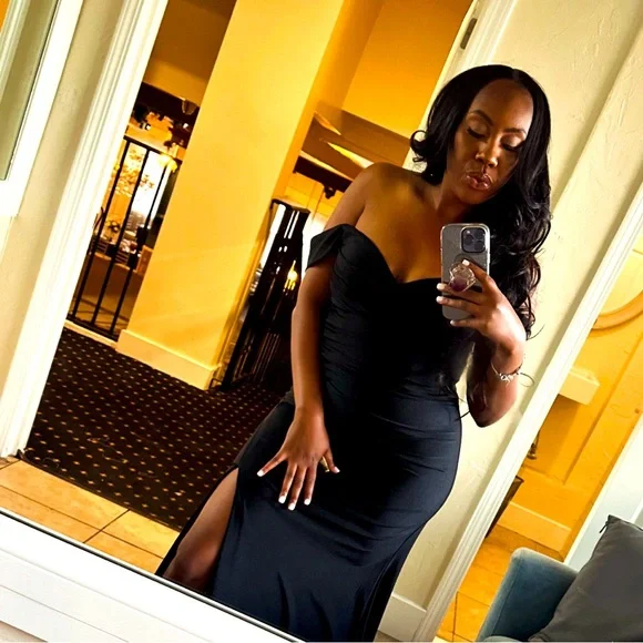 black bridesmaid dresses fast shipping Mismatched Black Spaghetti Strap Round Neck Long Bridesmaid Dresses On   Oktypes